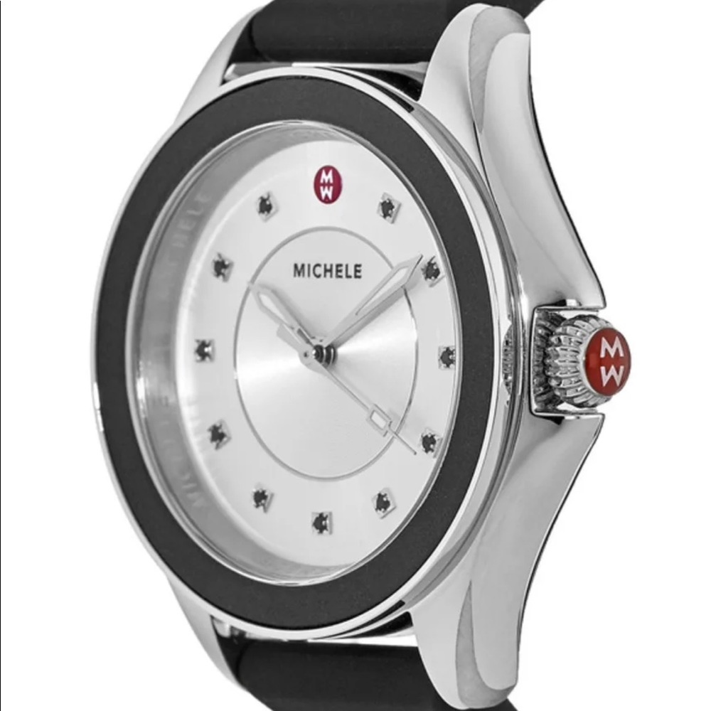 Michele Cape Black Rubber Strap Women's Watch. Needs new battery